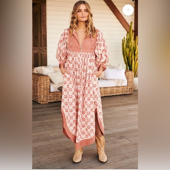 Free People Hazy Maisy Floral Cottage Core Bohemian Prairie Maxi Dress Small - Picture 1 of 14